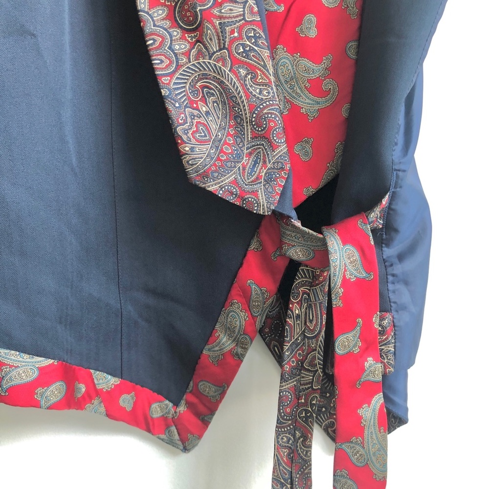 VTG Tie Scarf Navy Vest 70s or 80s Medium - Picture 4 of 9